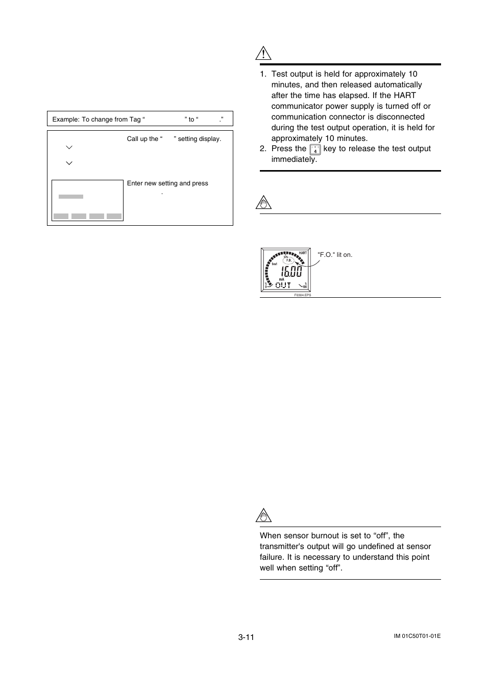 6 tag no, 5 detailed setup, 1 device information | 2 test output, 3 burnout function, Tag no -11, Detailed setup -11, Device information -11, Test output -11, Burnout function -11 | Yokogawa Wireless Temperature Transmitter YTA510 User Manual | Page 24 / 42