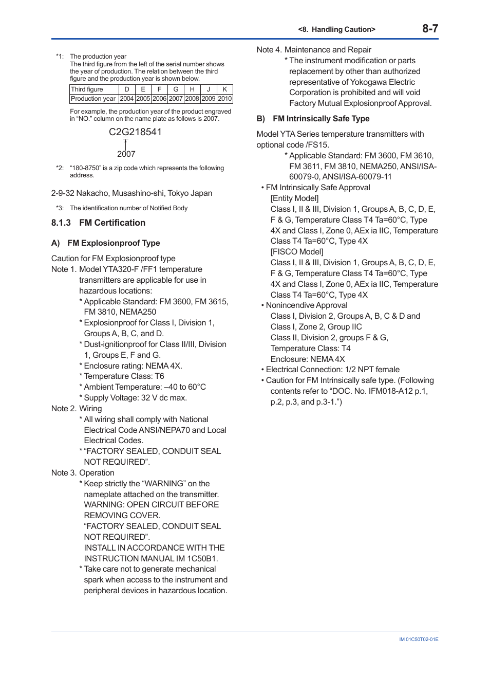 3 fm certification, Fm certification -7 | Yokogawa Wireless Temperature Transmitter YTA510 User Manual | Page 47 / 97