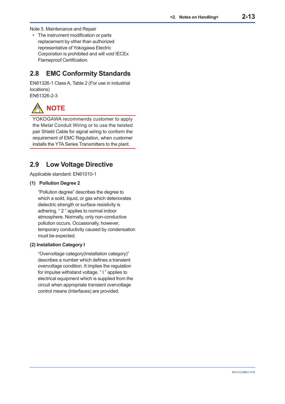 8 emc conformity standards, 9 low voltage directive, Emc conformity standards -3 | Low voltage directive -3 | Yokogawa YTA320 User Manual | Page 19 / 47