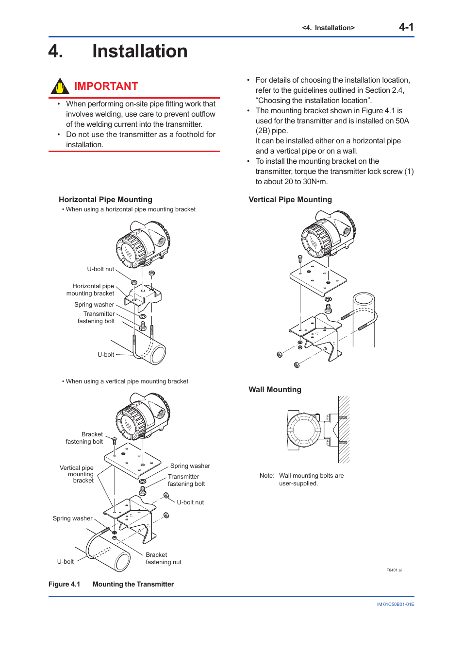 Installation, Important | Yokogawa YTA320 User Manual | Page 23 / 47