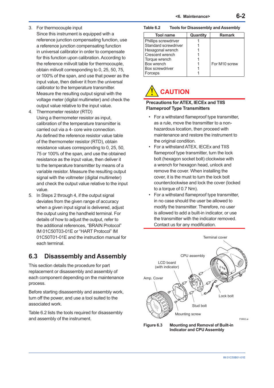 3 disassembly and assembly, Disassembly and assembly -2, Caution | Yokogawa YTA320 User Manual | Page 30 / 47