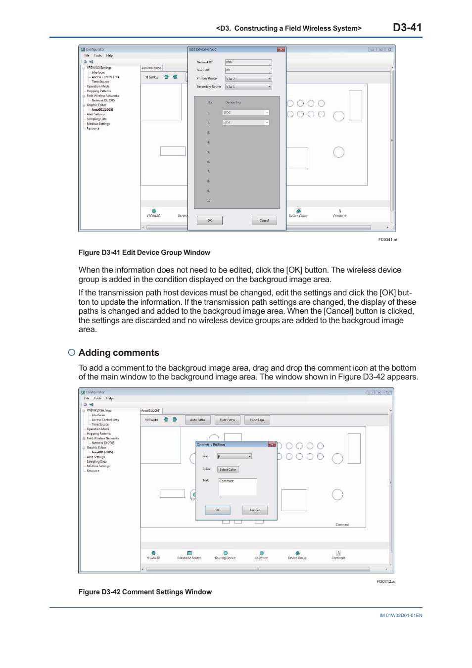 D3-41, Adding comments | Yokogawa YFGW410 User Manual | Page 102 / 202