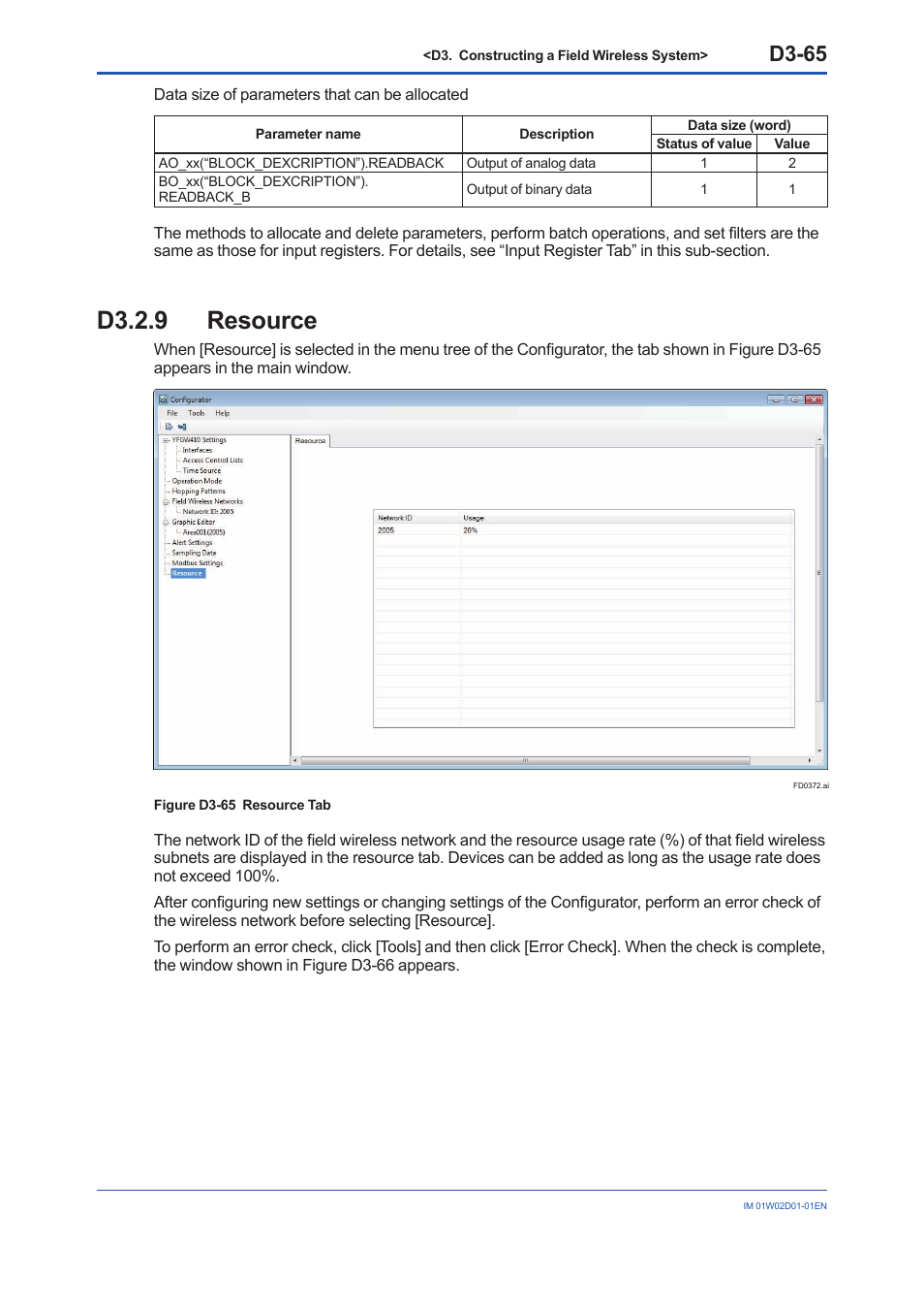 D3.2.9 resource, D3.2.9, D3-65 | Yokogawa YFGW410 User Manual | Page 126 / 202