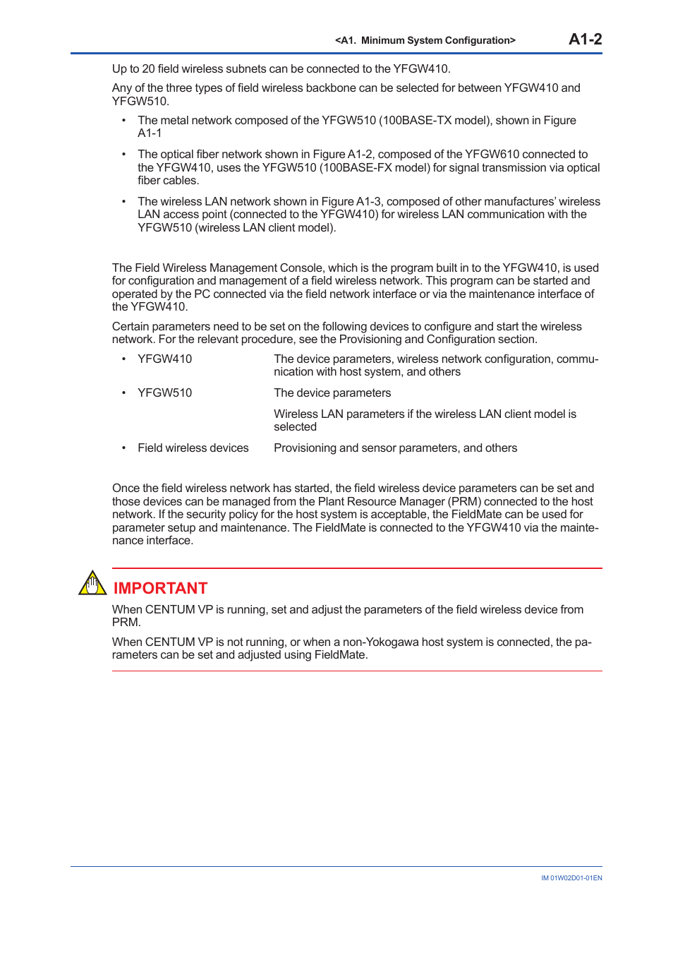 A1-2, Important | Yokogawa YFGW410 User Manual | Page 15 / 202