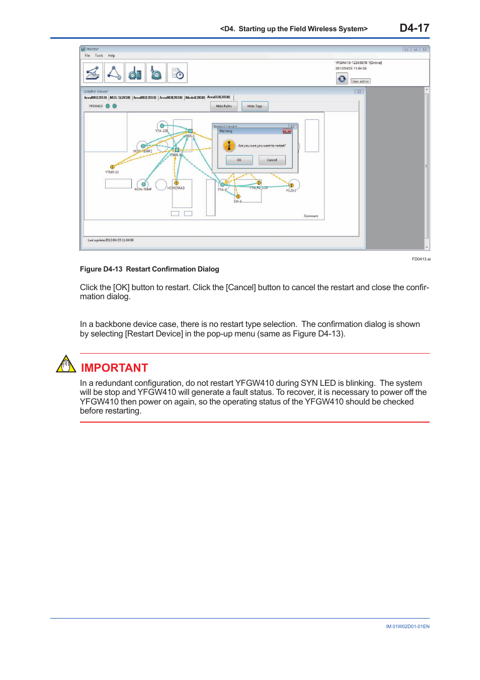 D4-17, Important | Yokogawa YFGW410 User Manual | Page 154 / 202