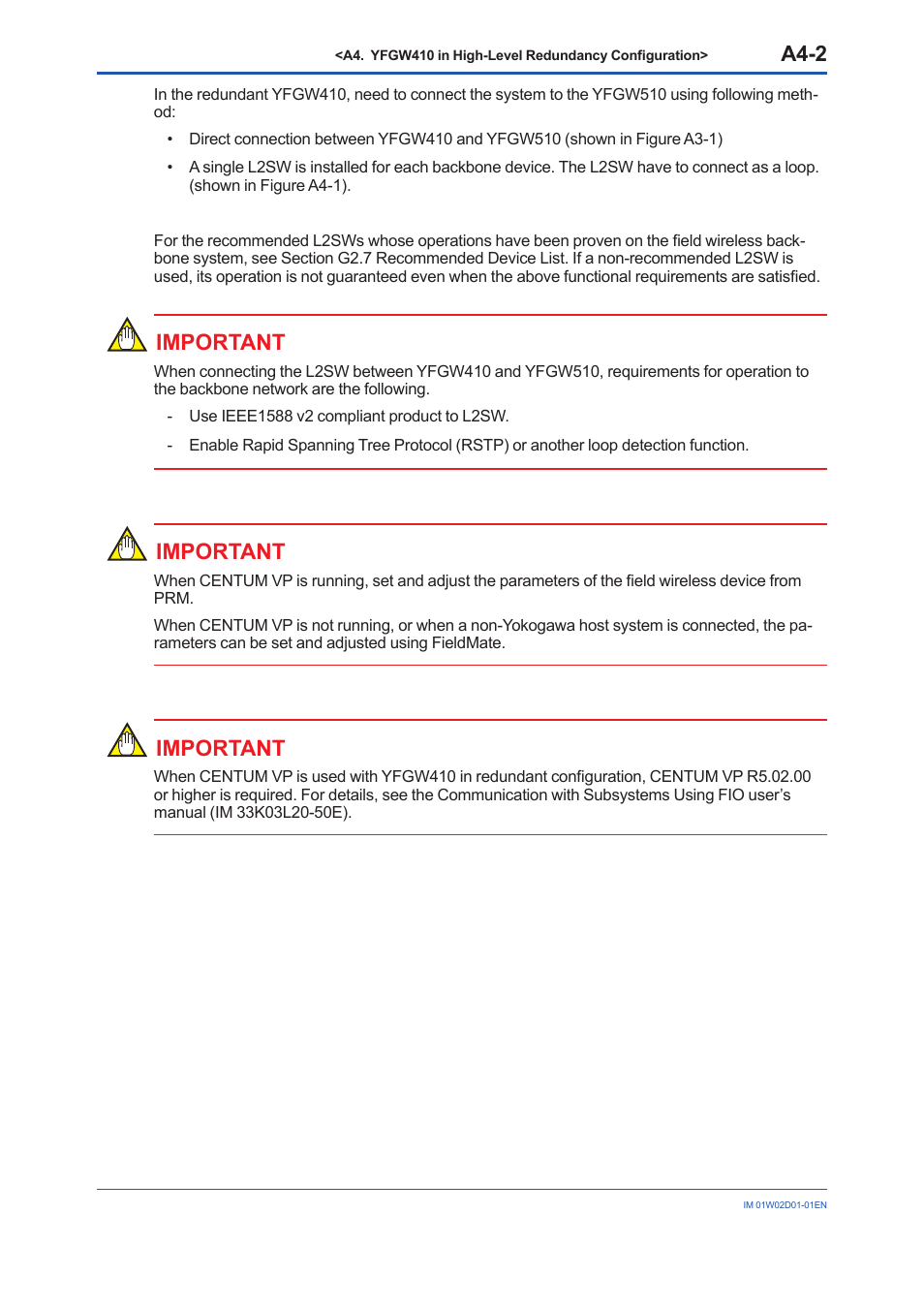 A4-2, Important | Yokogawa YFGW410 User Manual | Page 22 / 202