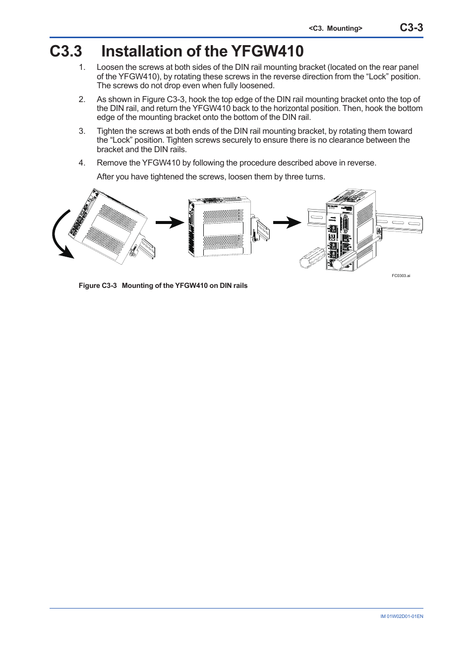 C3.3 installation of the yfgw410, C3.3, C3-3 | Yokogawa YFGW410 User Manual | Page 37 / 202