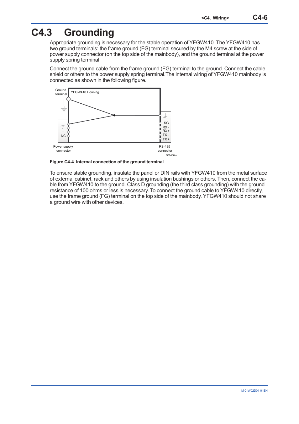 C4.3 grounding, C4.3, C4-6 | Yokogawa YFGW410 User Manual | Page 44 / 202