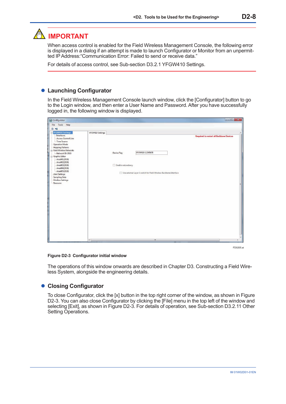 D2-8, Important | Yokogawa YFGW410 User Manual | Page 60 / 202