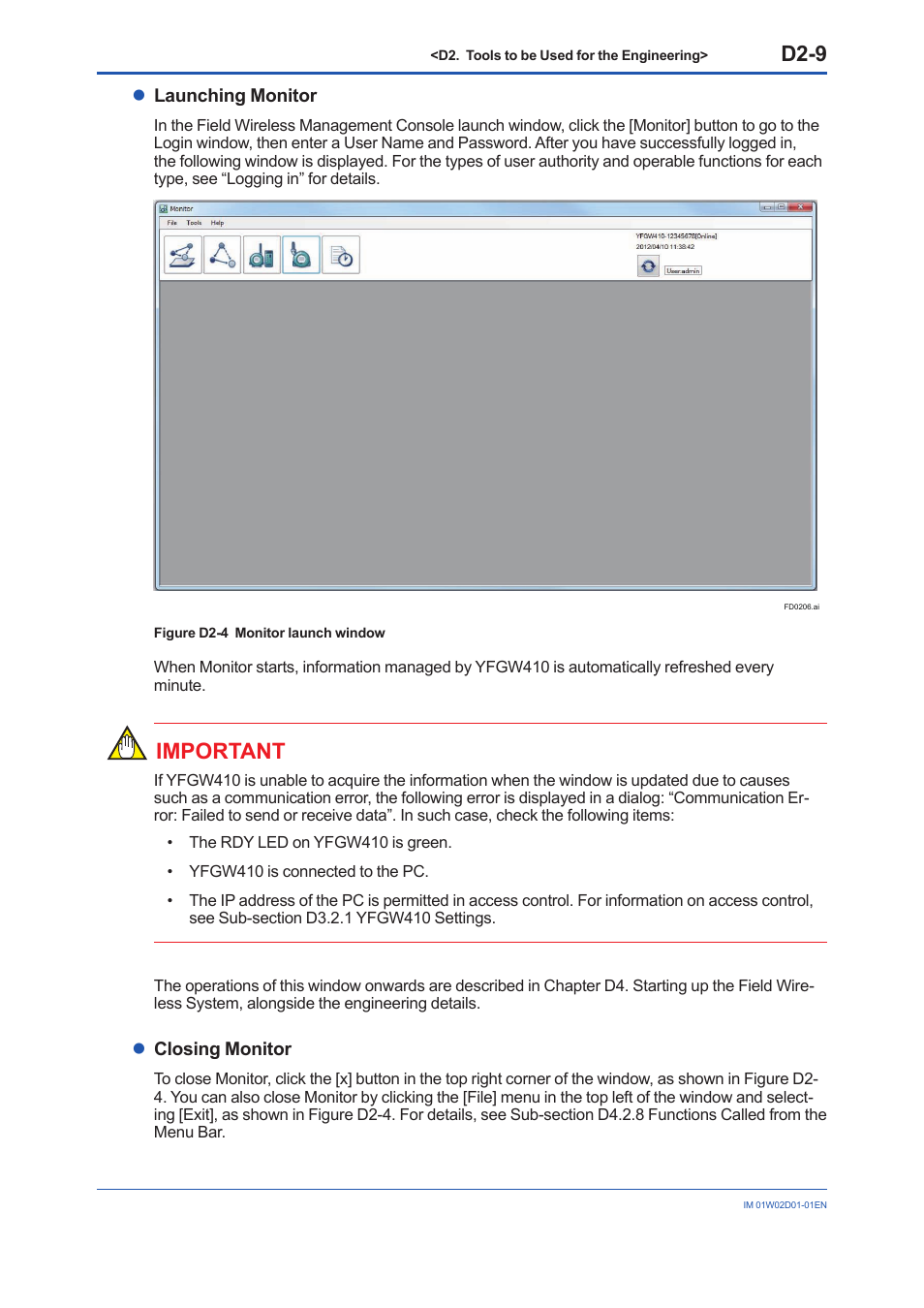D2-9, Important | Yokogawa YFGW410 User Manual | Page 61 / 202