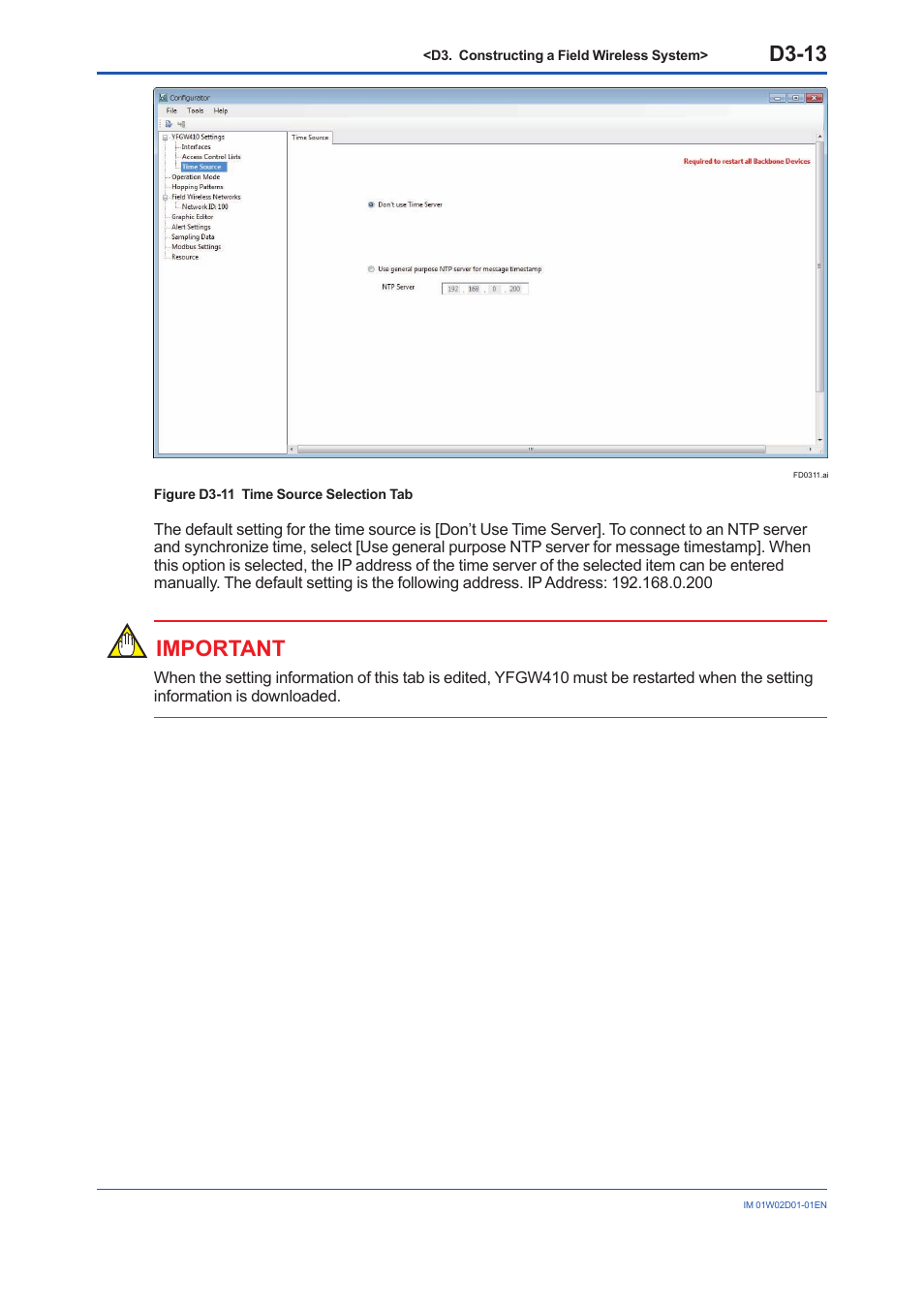 D3-13, Important | Yokogawa YFGW410 User Manual | Page 74 / 202