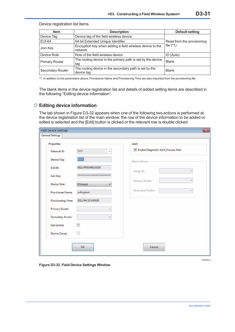 D3-31, Editing device information | Yokogawa YFGW410 User Manual | Page 92 / 202