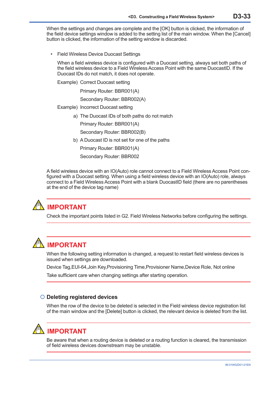 D3-33, Important | Yokogawa YFGW410 User Manual | Page 94 / 202