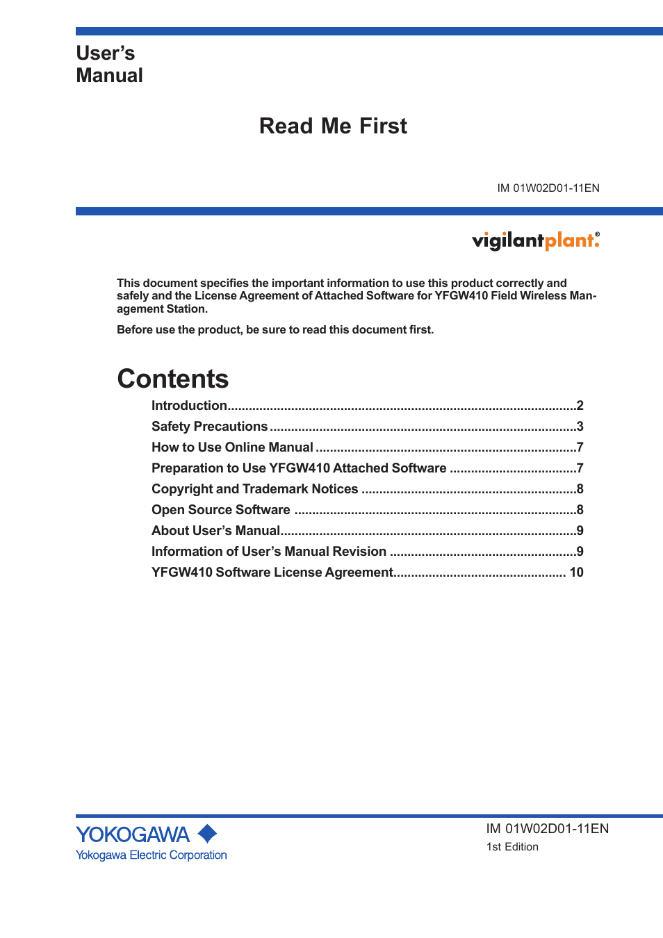 Yokogawa YFGW410 User Manual | 14 pages