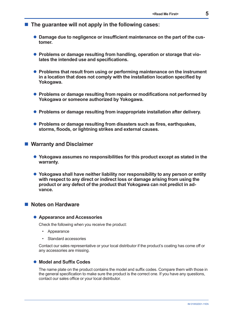Nwarranty and disclaimer | Yokogawa YFGW410 User Manual | Page 5 / 14