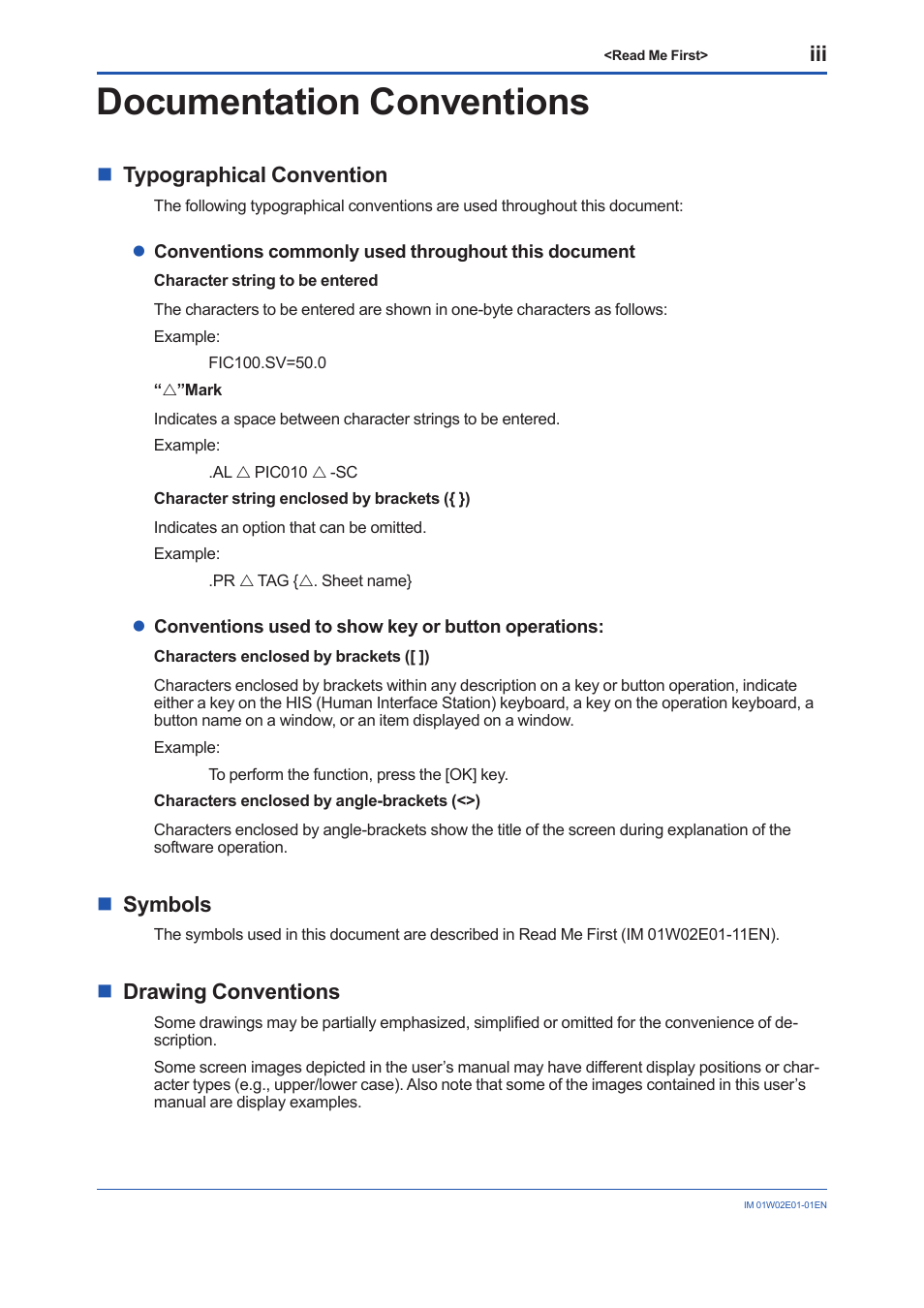 Documentation conventions, Ntypographical convention, Nsymbols | Ndrawing conventions | Yokogawa YFGW510 User Manual | Page 12 / 89