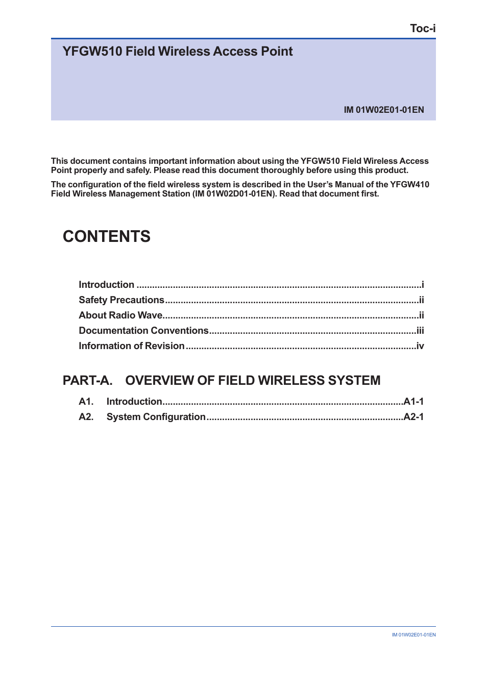 Yokogawa YFGW510 User Manual | Page 3 / 89