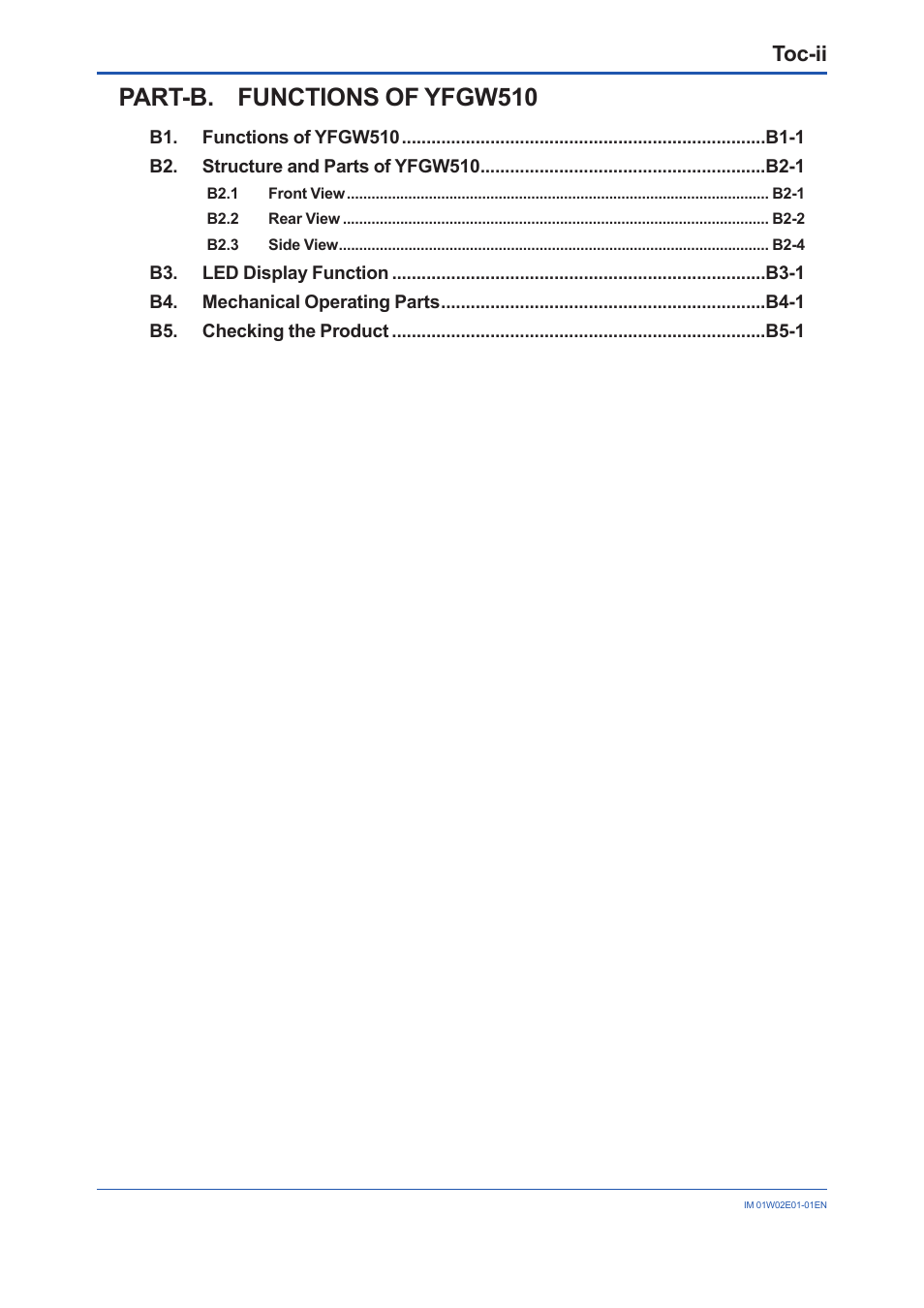 Part-b. functions of yfgw510, Toc-ii | Yokogawa YFGW510 User Manual | Page 4 / 89