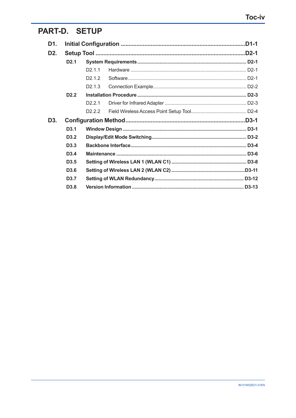 Part-d. setup, Toc-iv | Yokogawa YFGW510 User Manual | Page 6 / 89
