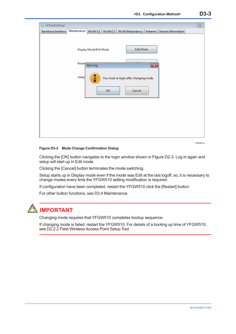 D3-3, Important | Yokogawa YFGW510 User Manual | Page 61 / 89