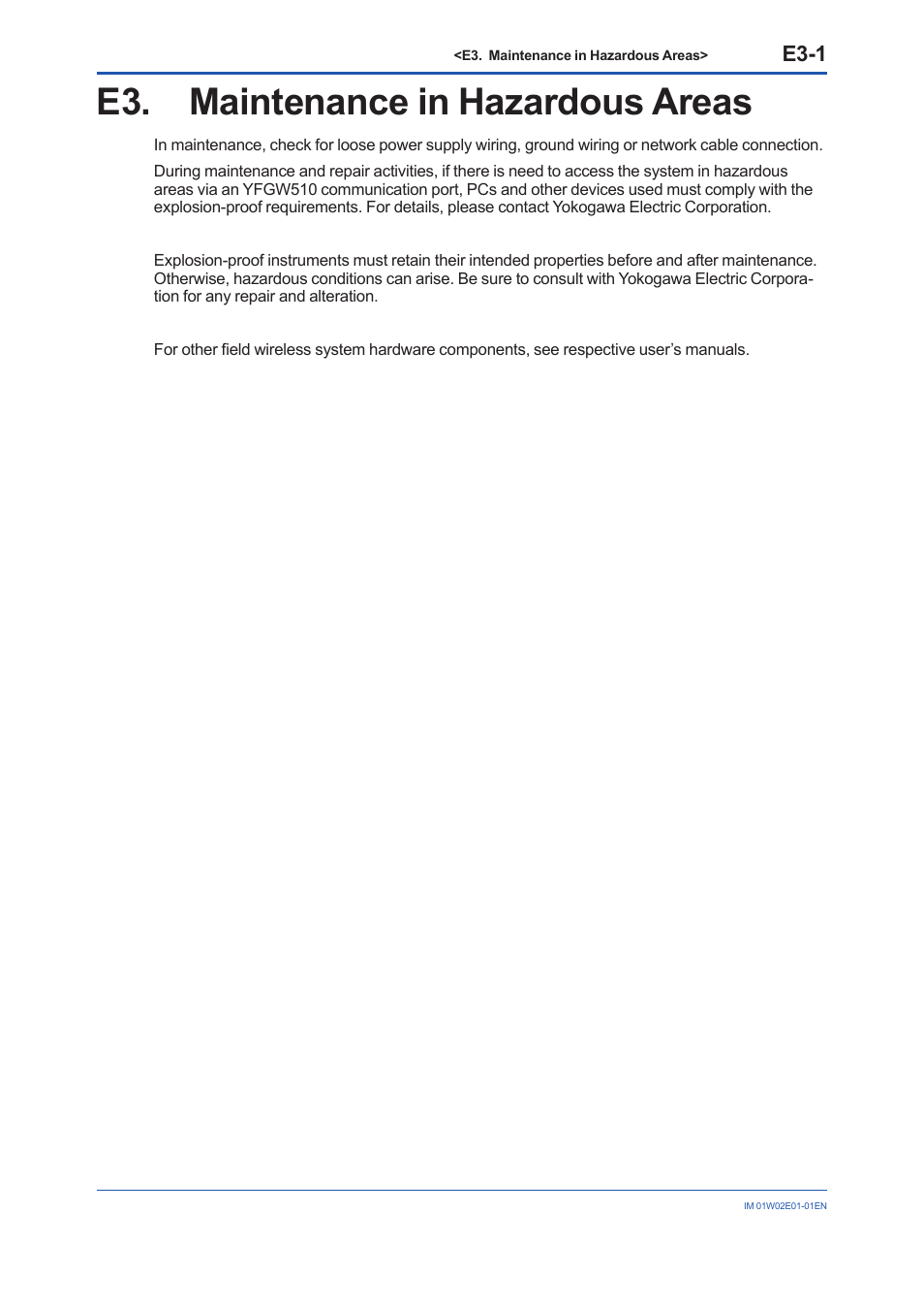 E3. maintenance in hazardous areas, E3-1 | Yokogawa YFGW510 User Manual | Page 74 / 89