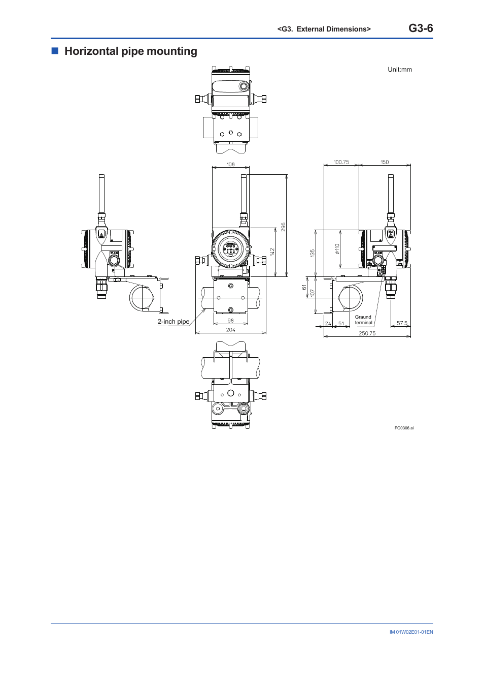 G3-6, Nhorizontal pipe mounting | Yokogawa YFGW510 User Manual | Page 89 / 89