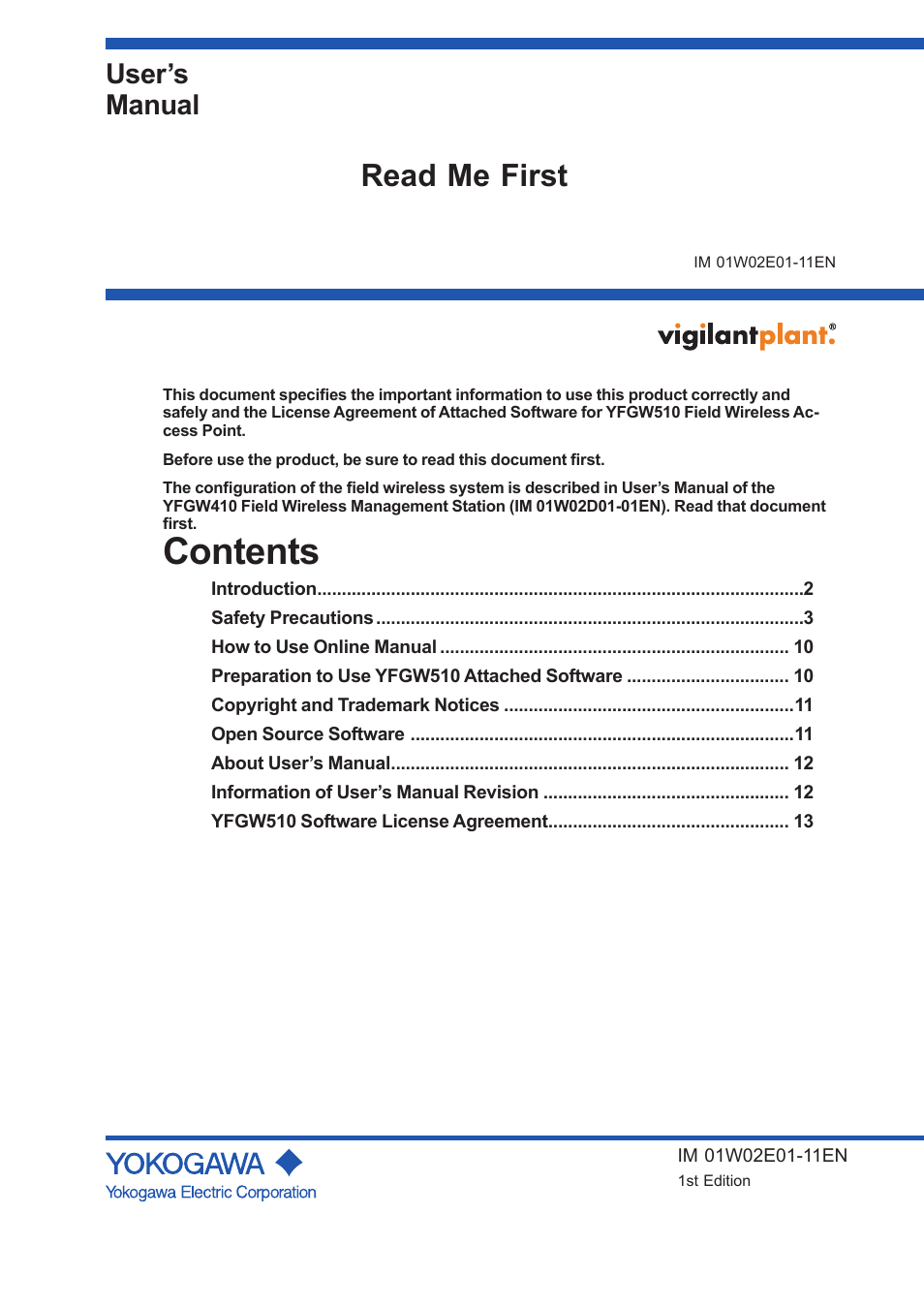 Yokogawa YFGW510 User Manual | 16 pages