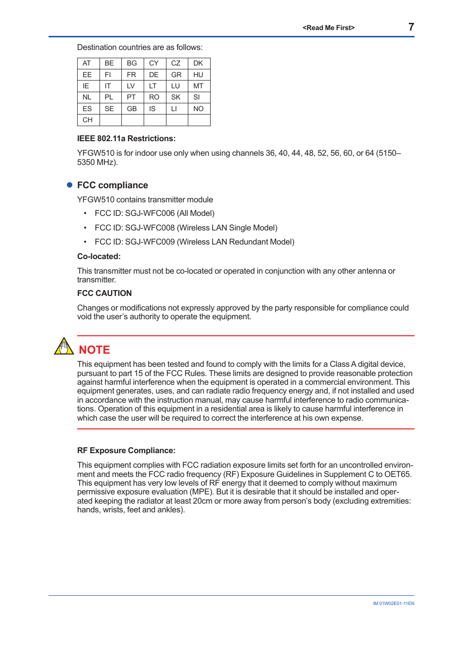 Lfcc compliance | Yokogawa YFGW510 User Manual | Page 7 / 16