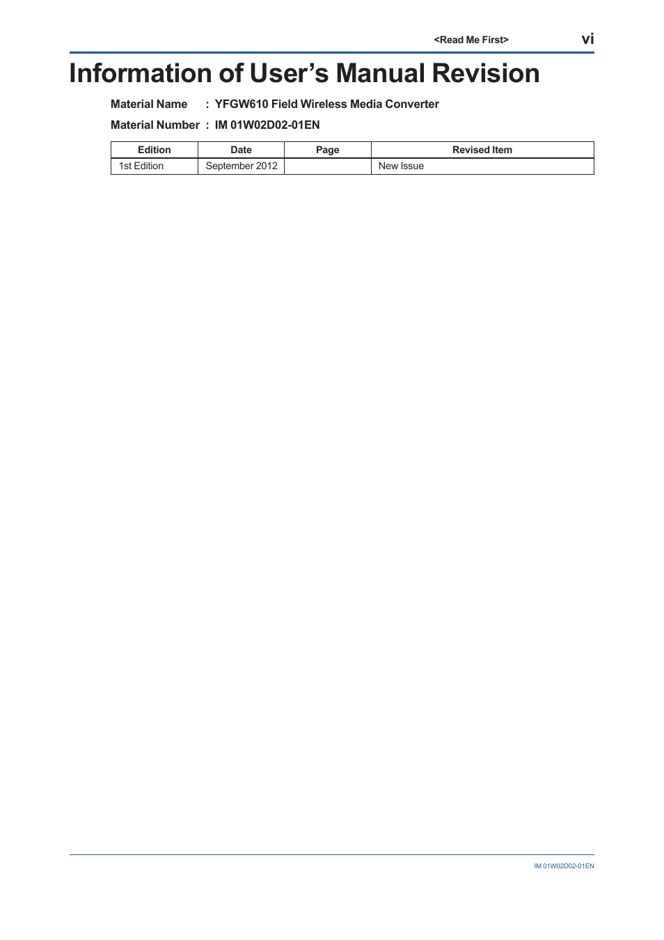 Information of user’s manual revision | Yokogawa YFGW610 User Manual | Page 10 / 45