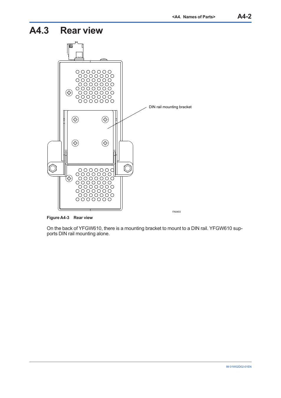 A4.3 rear view, A4.3, A4-2 | Yokogawa YFGW610 User Manual | Page 15 / 45