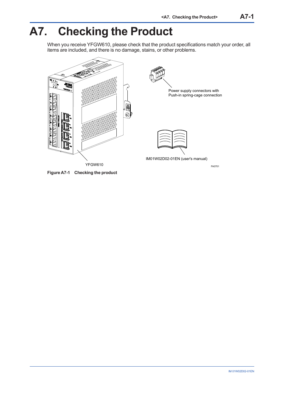 A7. checking the product, A7-1 | Yokogawa YFGW610 User Manual | Page 19 / 45