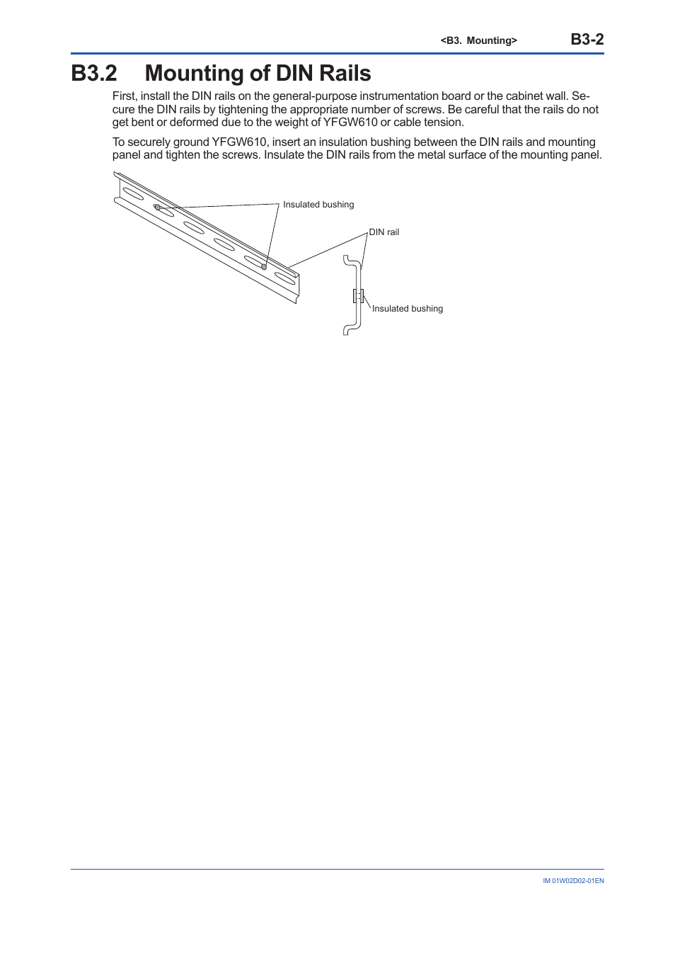 B3.2 mounting of din rails, B3.2, B3-2 | Yokogawa YFGW610 User Manual | Page 25 / 45