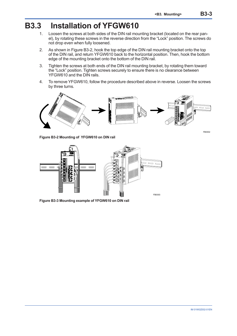 B3.3 installation of yfgw610, B3.3, B3-3 | Yokogawa YFGW610 User Manual | Page 26 / 45