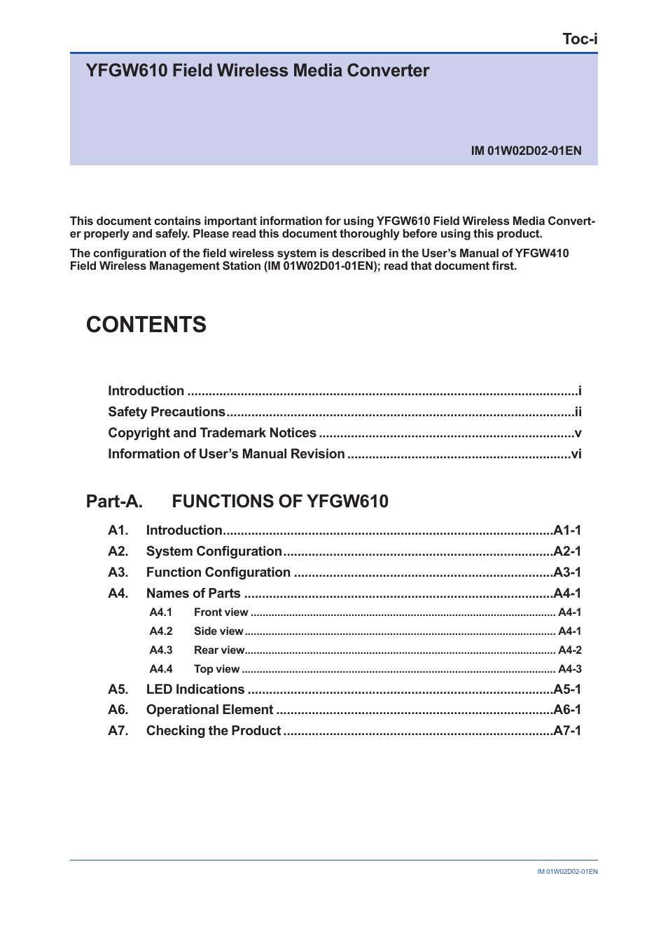 Yokogawa YFGW610 User Manual | Page 3 / 45