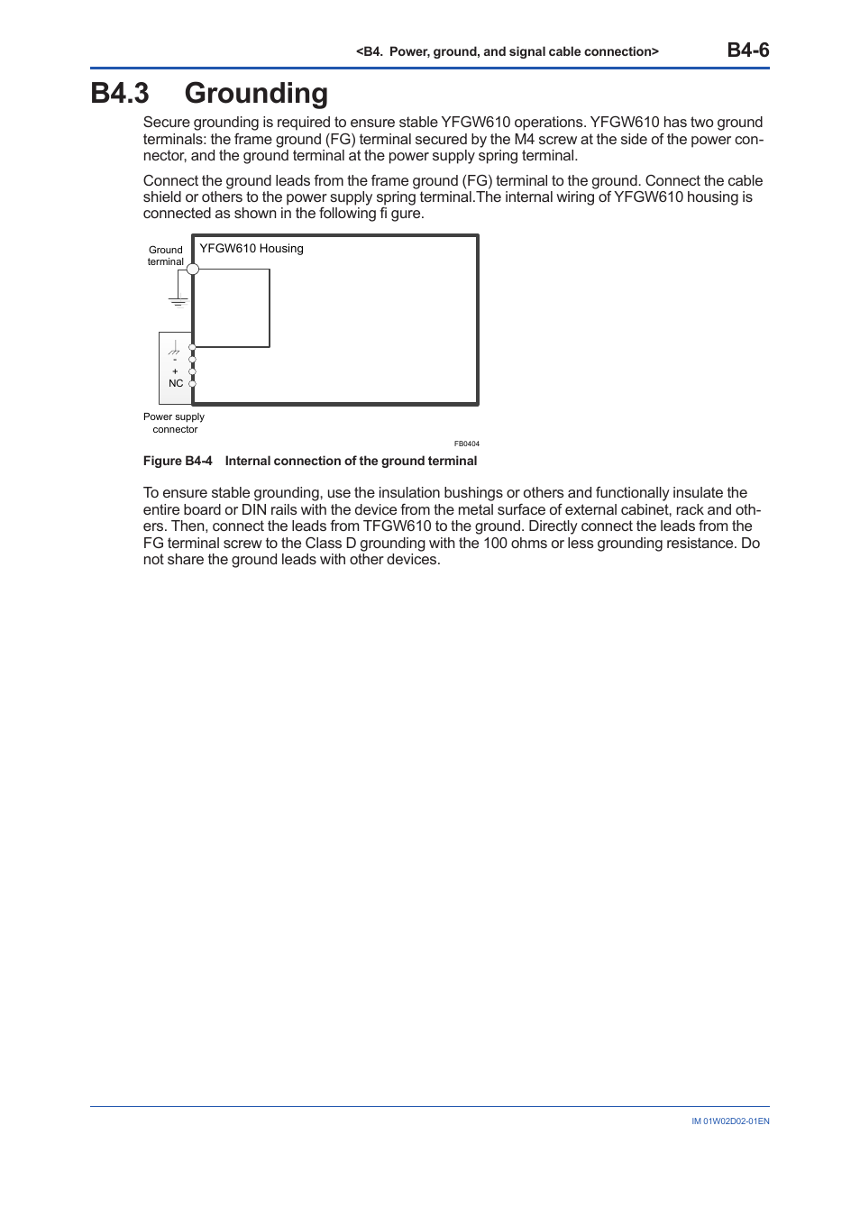 B4.3 grounding, B4.3, B4-6 | Yokogawa YFGW610 User Manual | Page 32 / 45