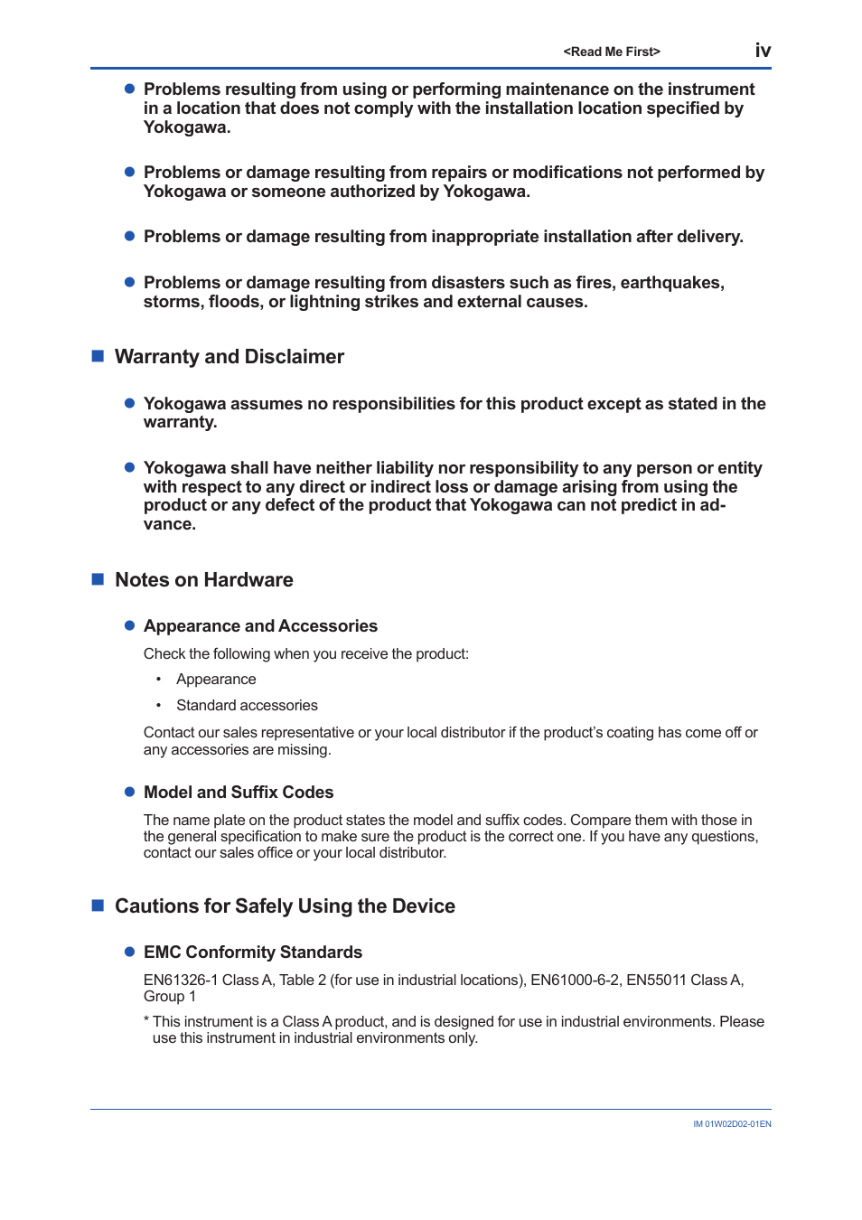 Nwarranty and disclaimer, Ncautions for safely using the device | Yokogawa YFGW610 User Manual | Page 8 / 45