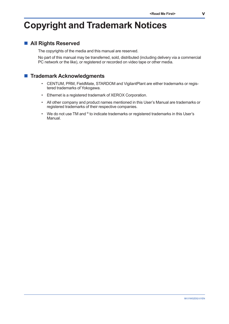 Copyright and trademark notices, Nall rights reserved, Ntrademark acknowledgments | Yokogawa YFGW610 User Manual | Page 9 / 45