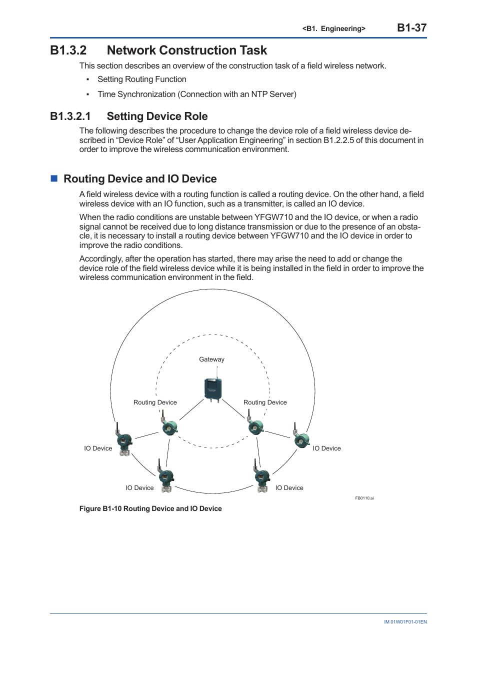 B1.3.2 network construction task, B1.3.2.1 setting device role, B1.3.2 | B1-37, Nrouting device and io device | Yokogawa YFGW710 User Manual | Page 101 / 194