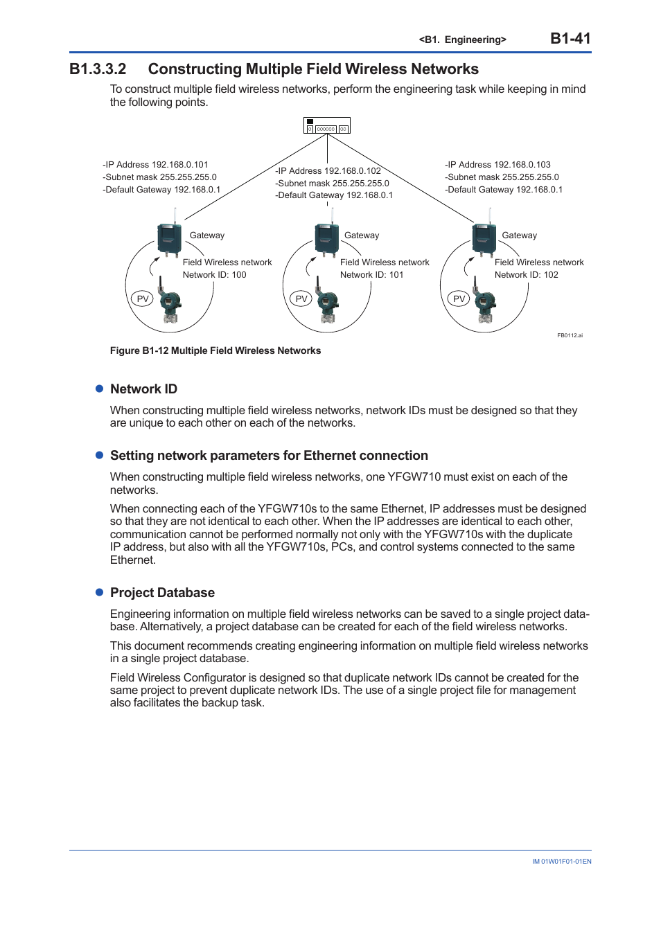 B1-41, Lnetwork id, Lproject database | Yokogawa YFGW710 User Manual | Page 105 / 194