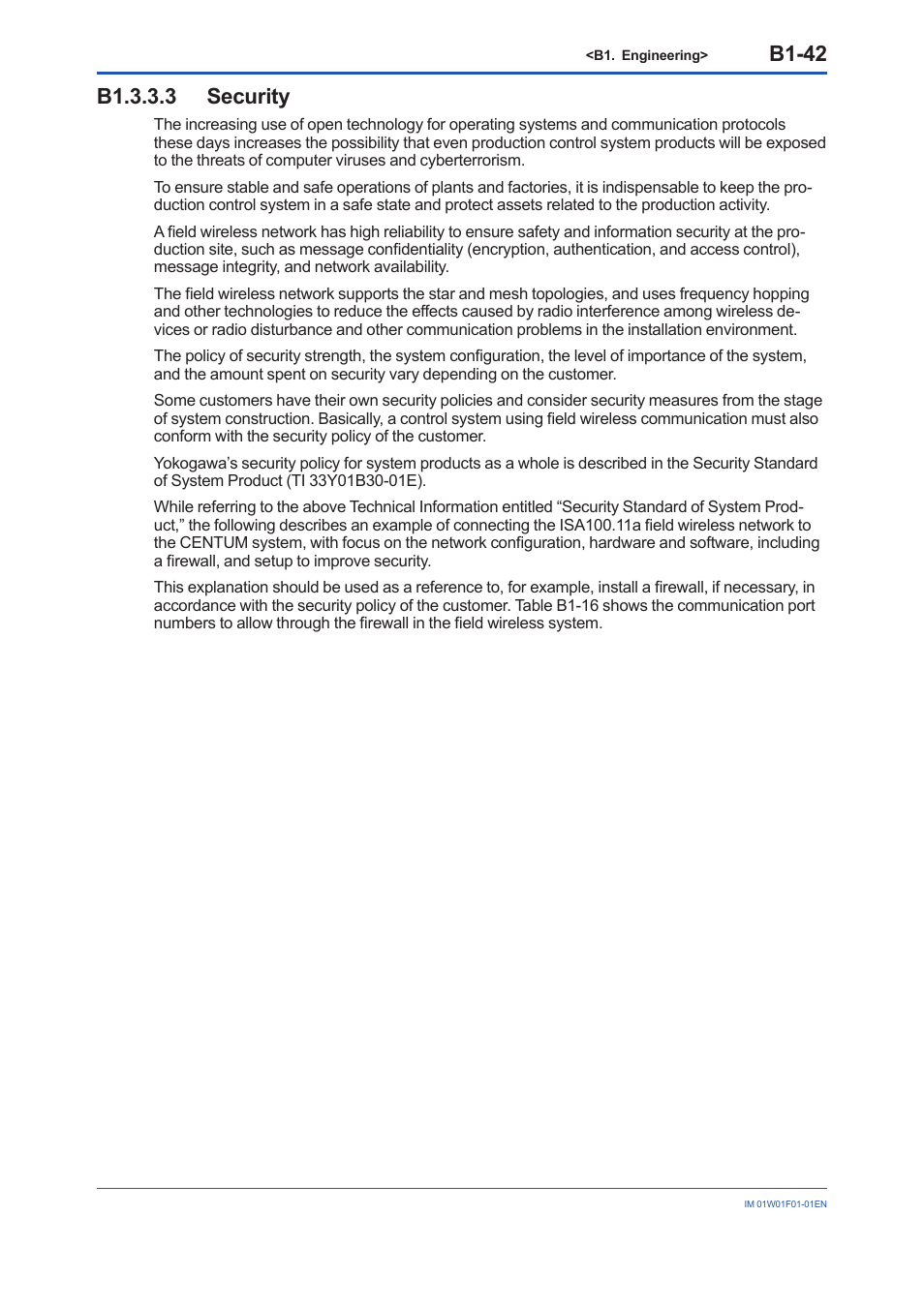 B1.3.3.3 security, B1-42 | Yokogawa YFGW710 User Manual | Page 106 / 194