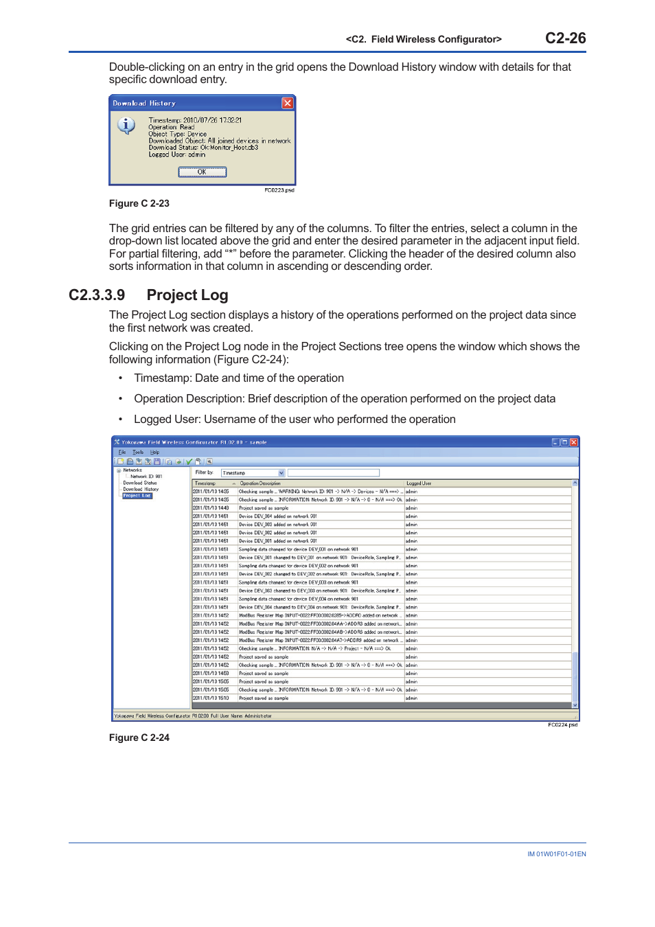 C2.3.3.9 project log, C2-26 | Yokogawa YFGW710 User Manual | Page 147 / 194
