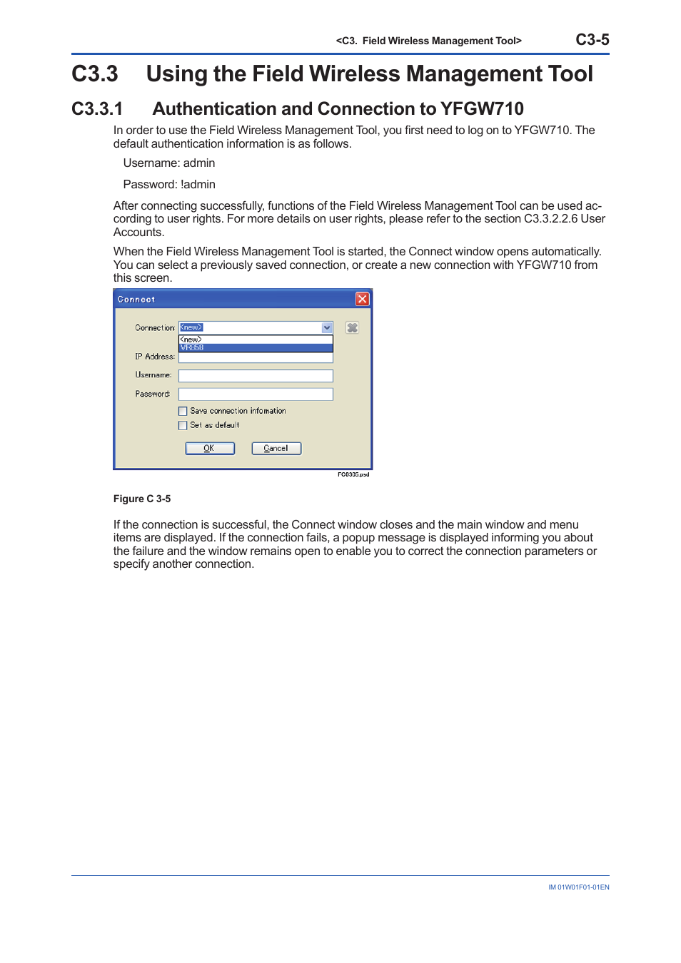 C3.3 using the field wireless management tool, C3.3.1 authentication and connection to yfgw710, C3.3 | C3-5 | Yokogawa YFGW710 User Manual | Page 159 / 194