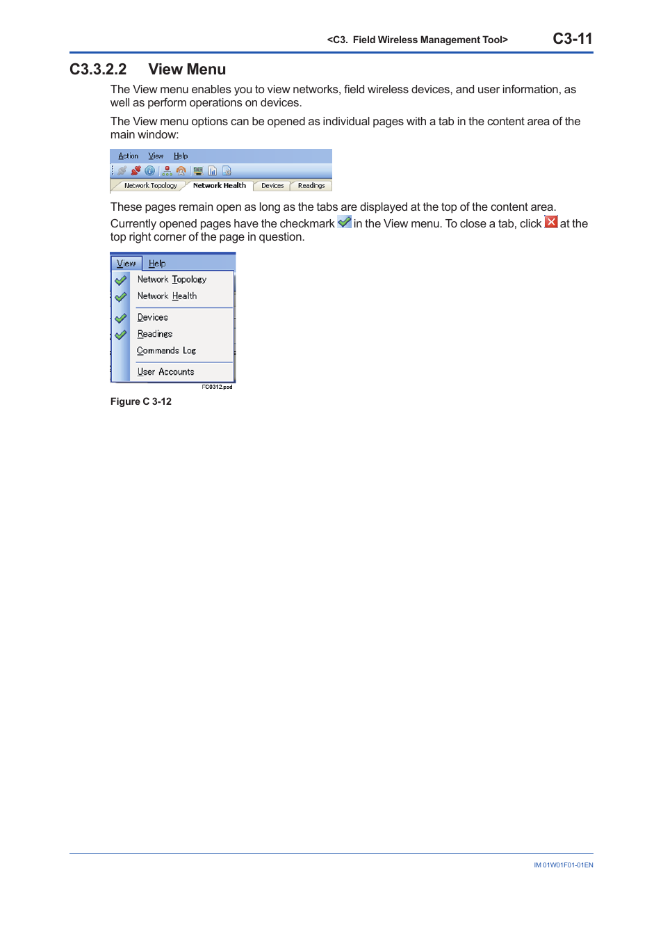 C3.3.2.2 view menu, C3-11 | Yokogawa YFGW710 User Manual | Page 165 / 194