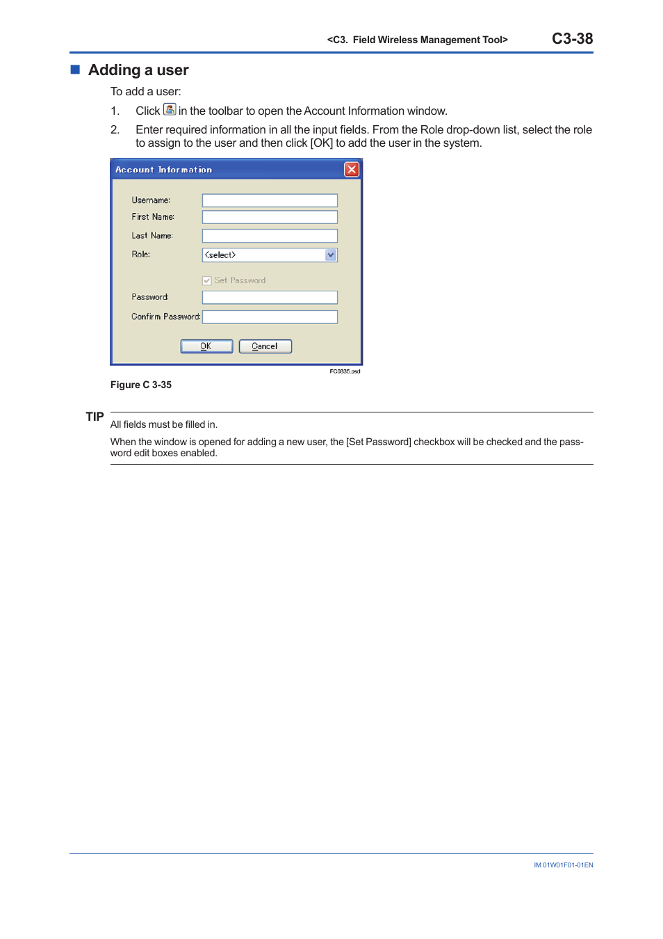 C3-38, Nadding a user | Yokogawa YFGW710 User Manual | Page 192 / 194