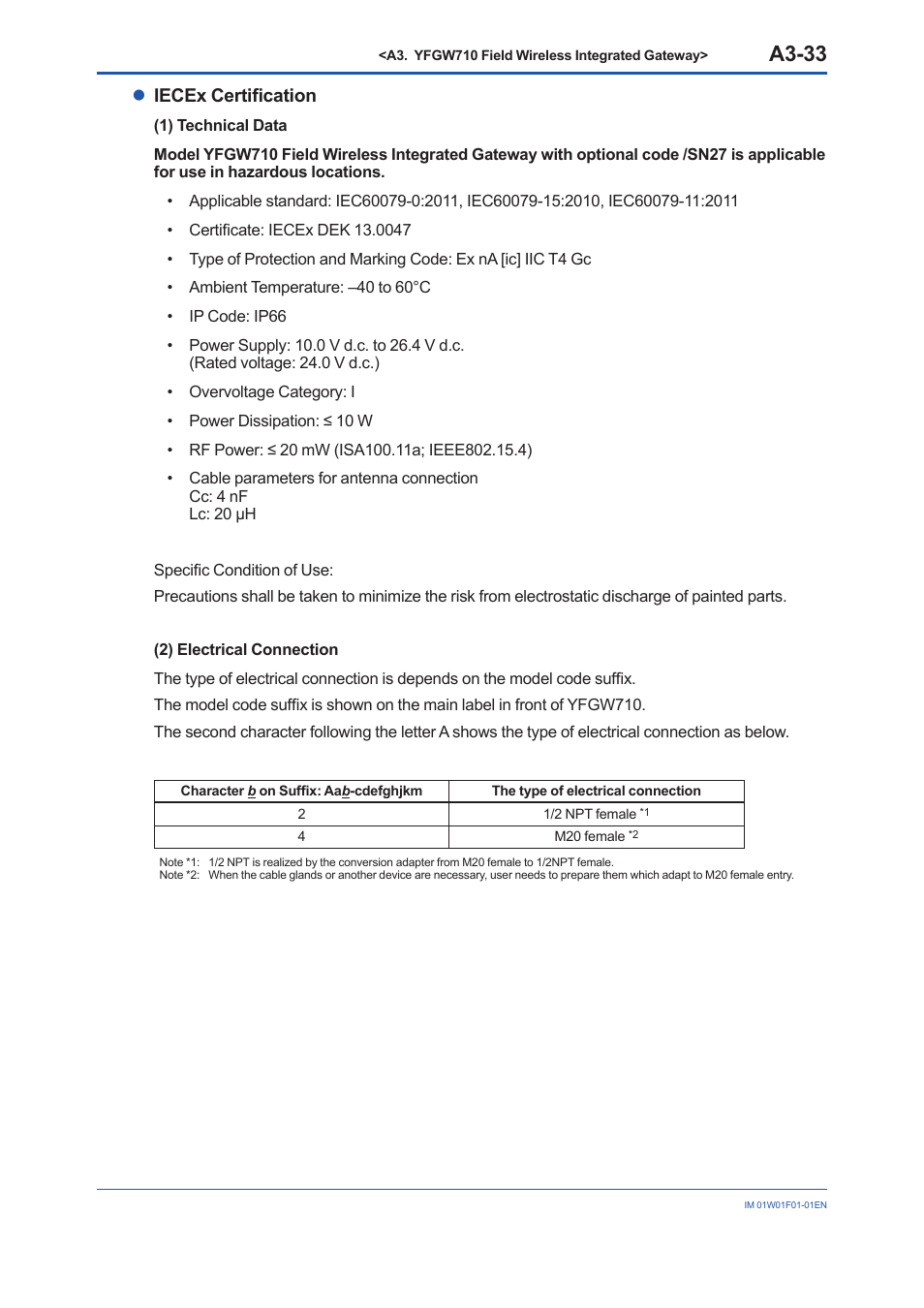 A3-33, Liecex certification | Yokogawa YFGW710 User Manual | Page 53 / 194