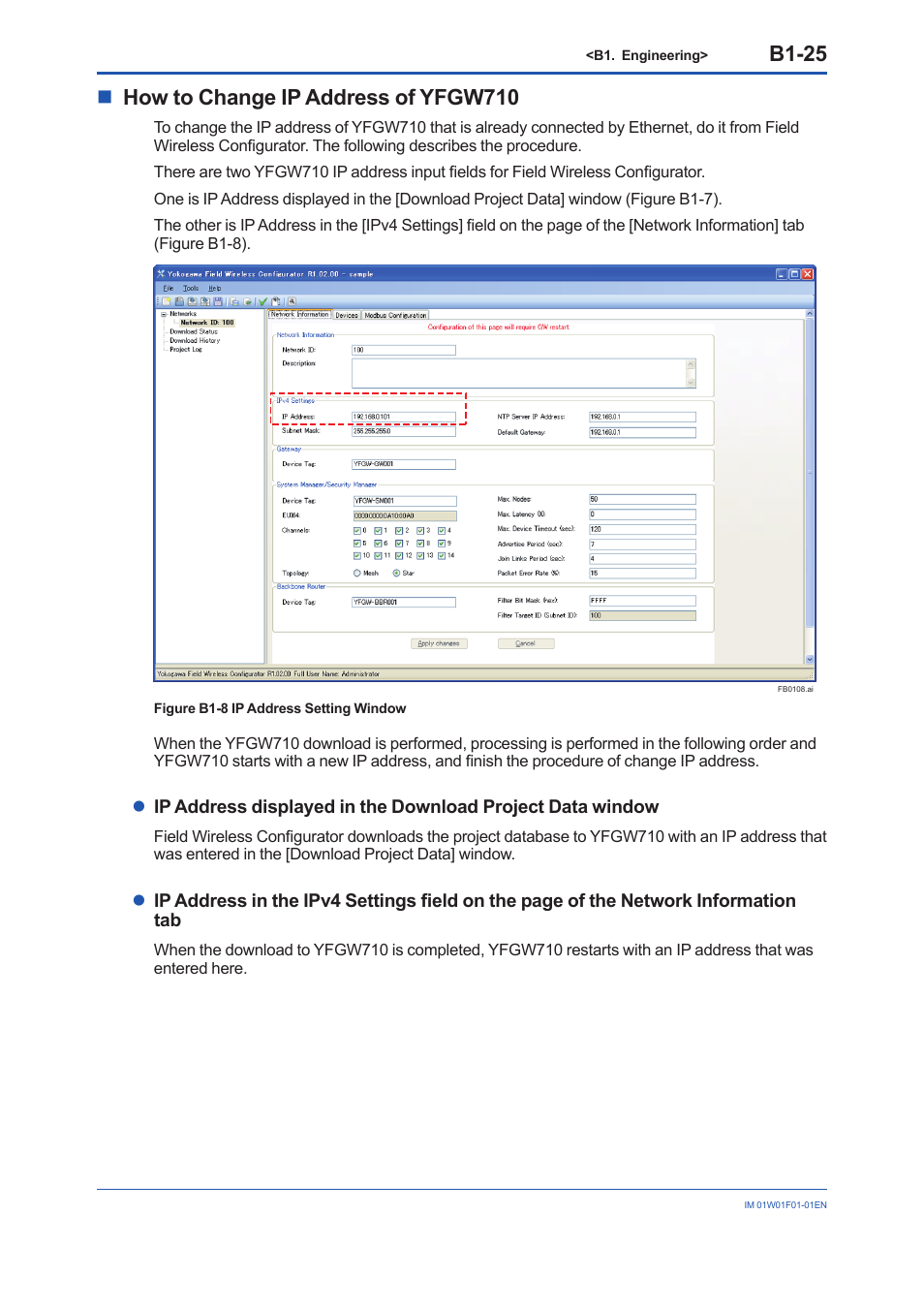 B1-25, Nhow to change ip address of yfgw710 | Yokogawa YFGW710 User Manual | Page 89 / 194