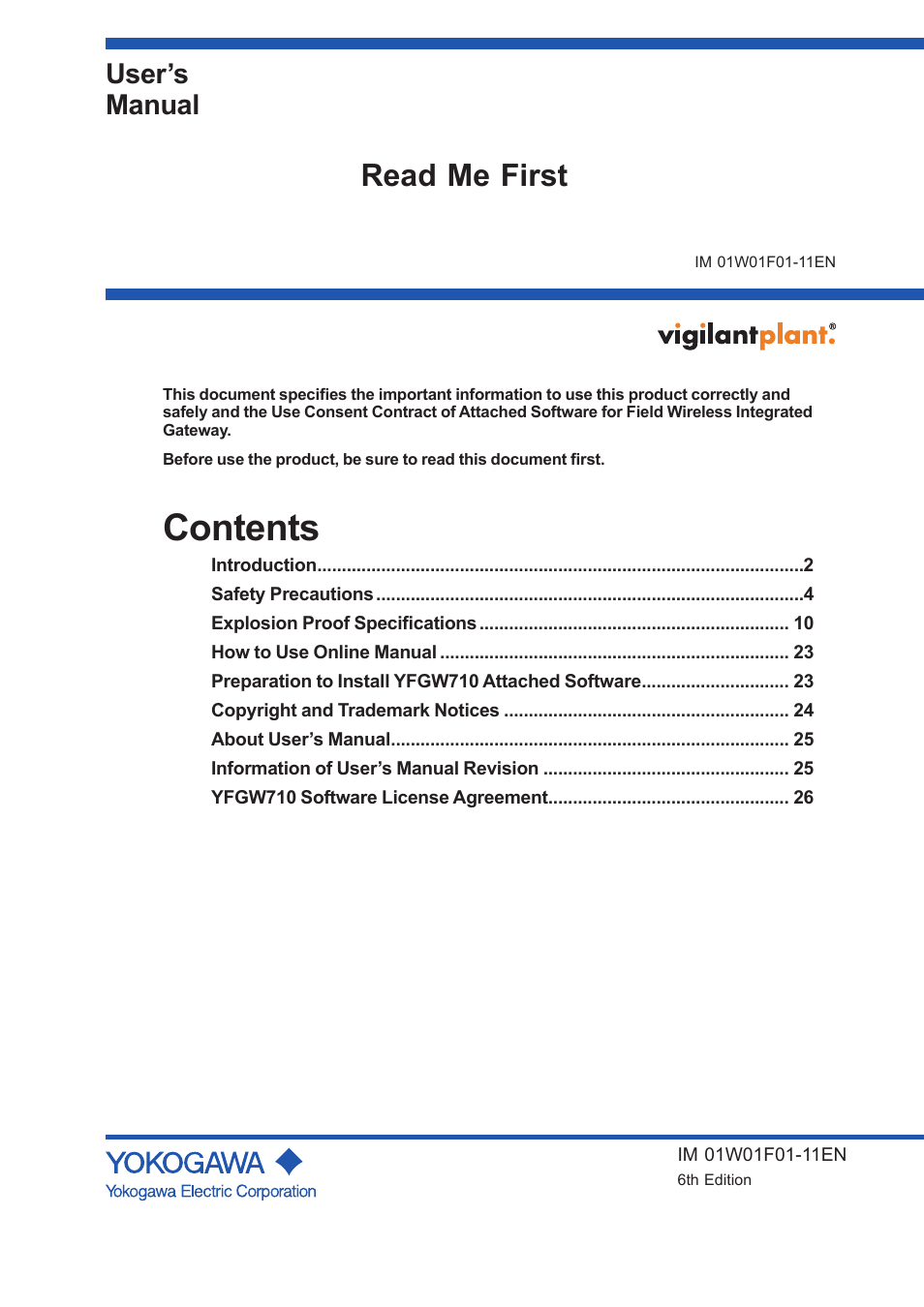 Yokogawa YFGW710 User Manual | 29 pages