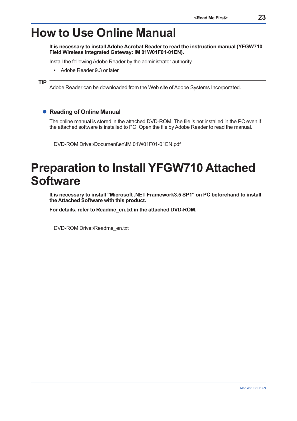 How to use online manual, Preparation to install yfgw710 attached software | Yokogawa YFGW710 User Manual | Page 23 / 29