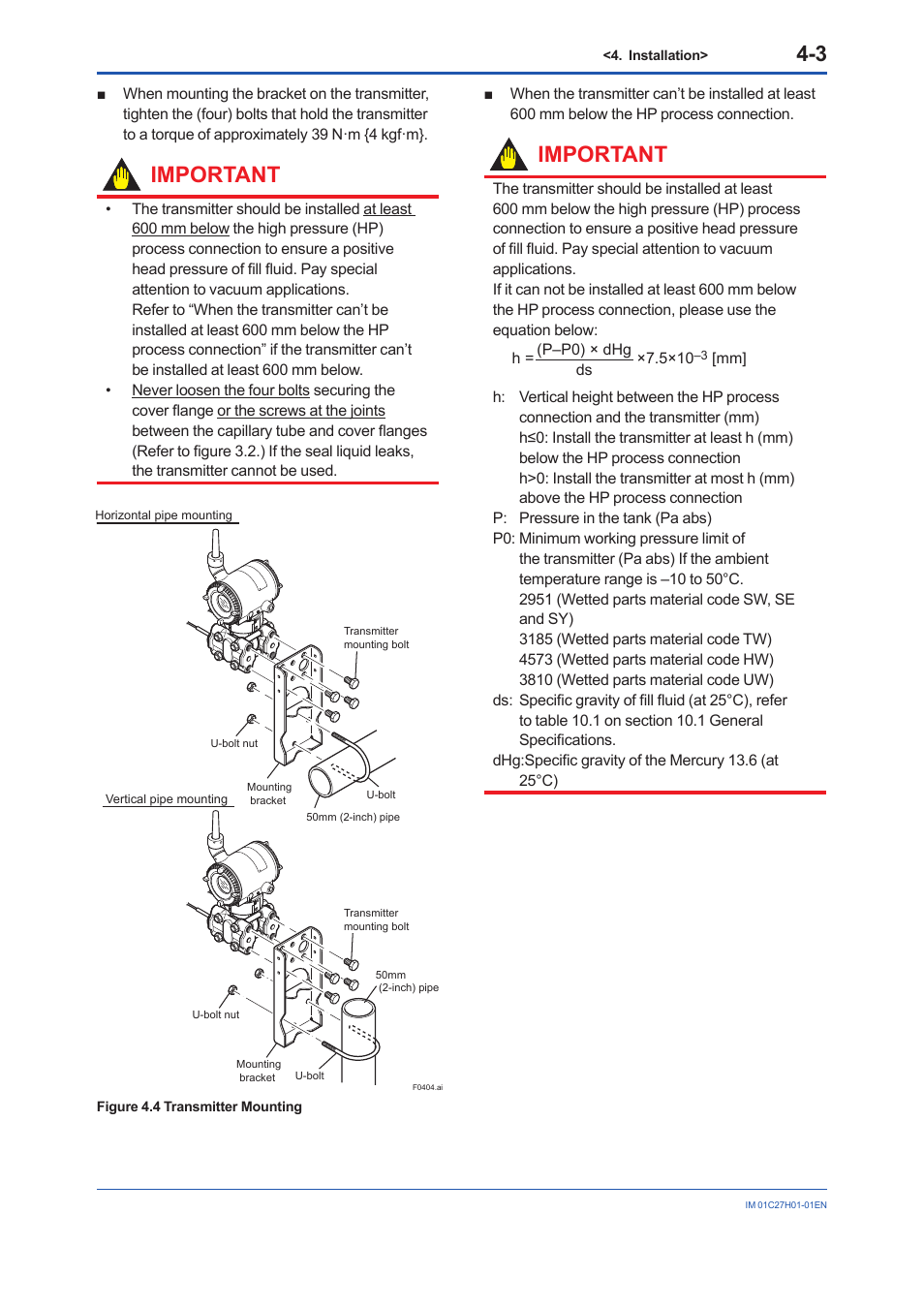Important | Yokogawa EJX438B User Manual | Page 21 / 104