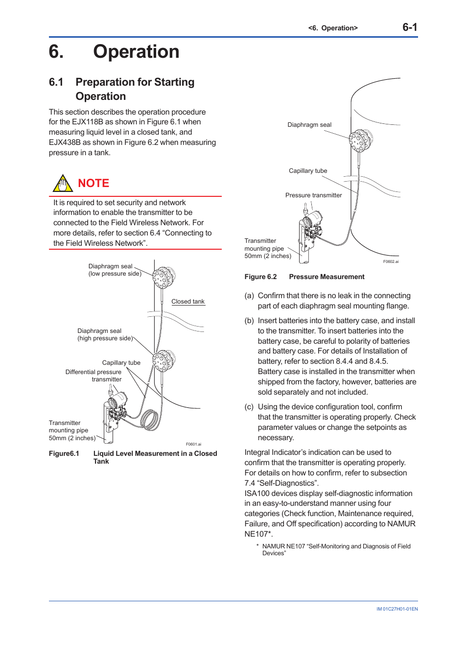 Operation, 1 preparation for starting operation, Operation -1 | Preparation for starting operation -1 | Yokogawa EJX438B User Manual | Page 29 / 104